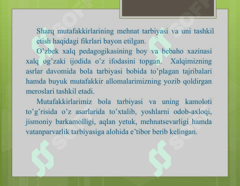 SHARQ MUTAFAKKIRLARI MEHNAT TARBIYASI 2