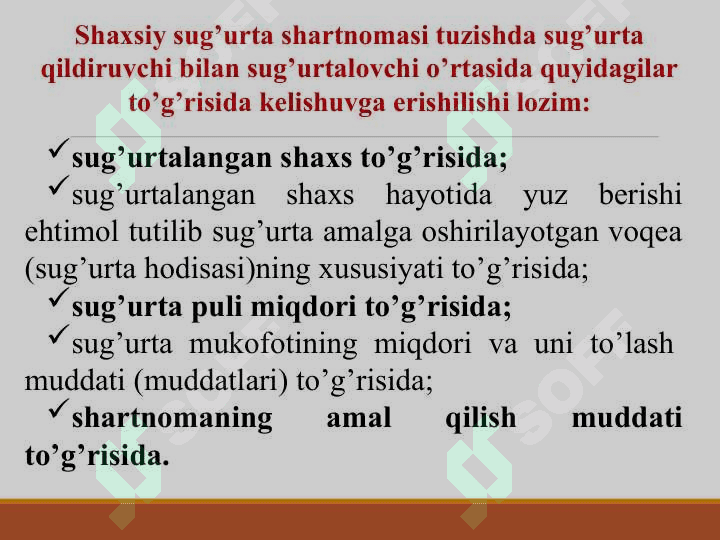 SHAXSIY SUG’URTA 8