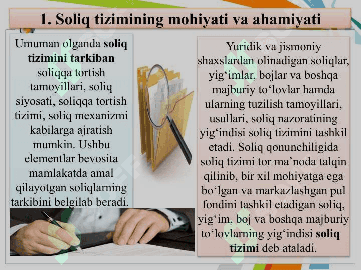 O‘zbekiston Respublikasining soliq tizimiga umumiy tavsif. 4