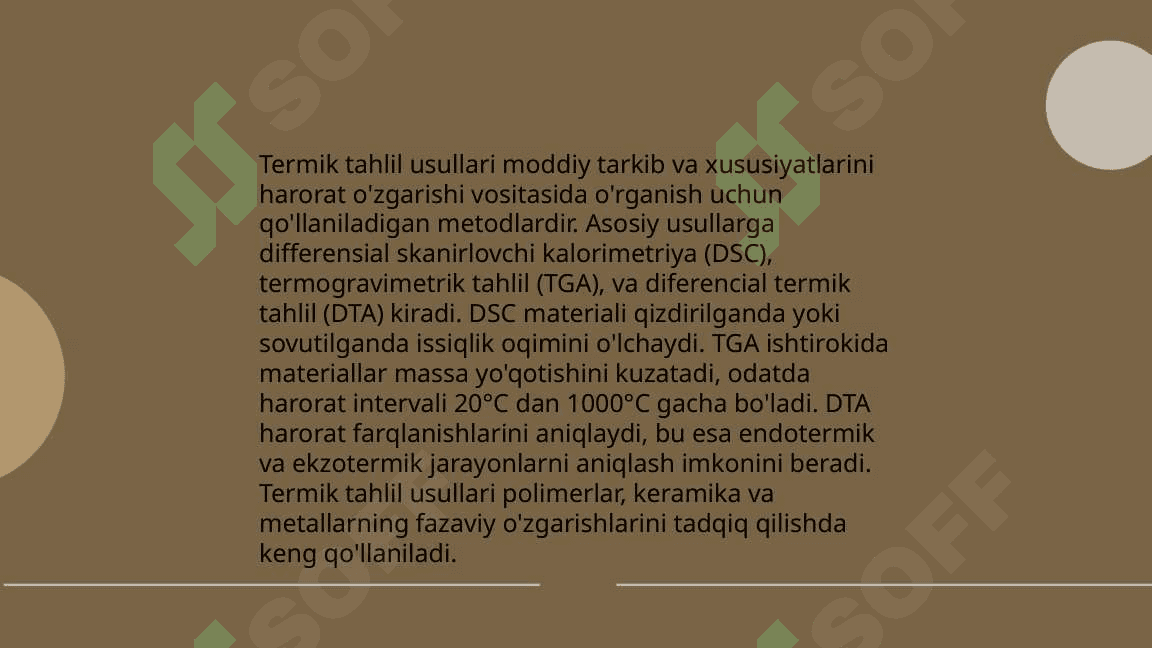 Termik tahlil usuli. Evtetikali sistemalar 3