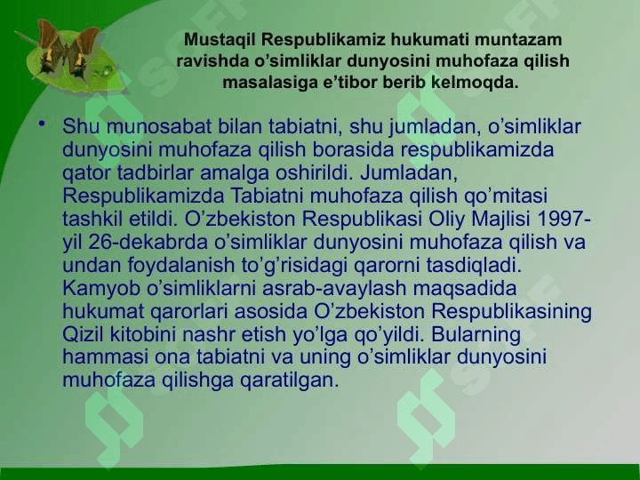O’simliklar dunyosini muhofaza qilish 3