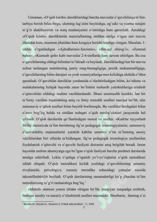 BOSHLANG`ICH TA`LIMDA O`QITISH METODLARI 7