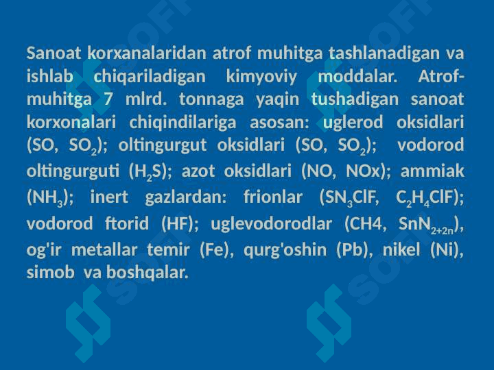 Atrof muhitni sanoat korxonalari tomonidan ifloslanishia 7