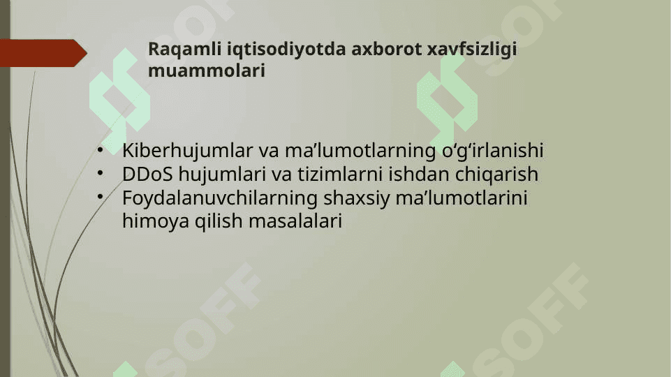 Raqamli iqtisodiyotda axborot va iqtisodiy xafsizlik muommosi raqamli iqtisodiyot uchun yangi bozorlarnishakillantirish 6