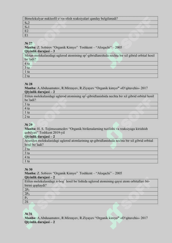 Organik kimyo test 6