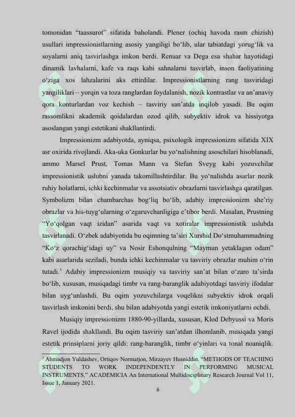 MUSIQIY IMPRESSIONIZM DUNYONING YANGI BADIIY YO‘NALISHI SIFATIDA 6