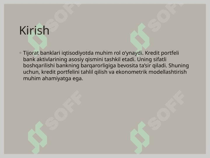 Tijorat banklarining kredit portfelini ekonometrik modellashtirish 3