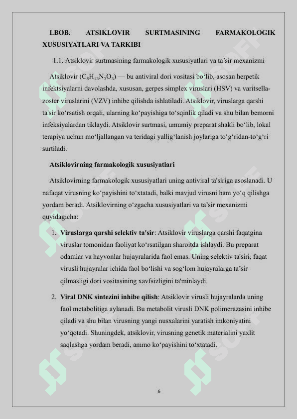 Atsiklovir surtmasini 10%, 10 g sifatini baholash, qadoqlash va o‘rash. 6