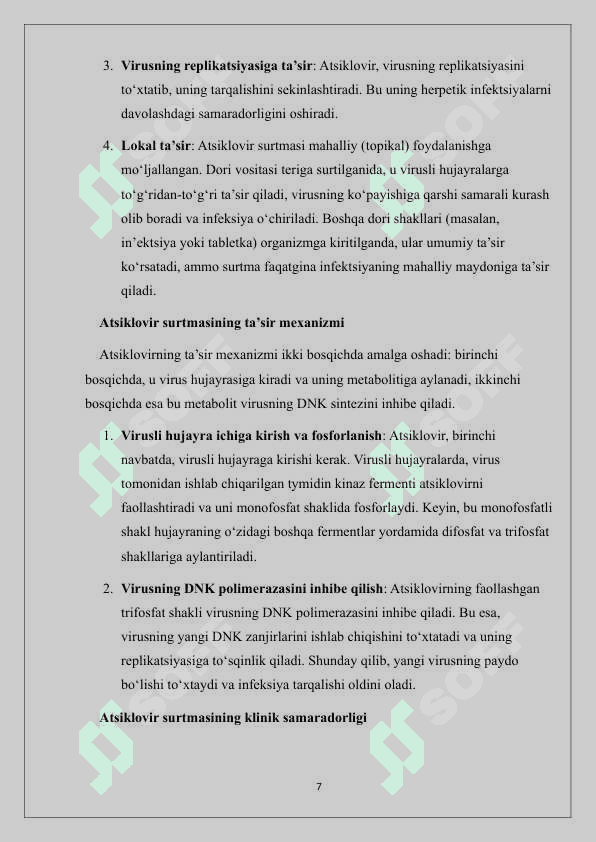 Atsiklovir surtmasini 10%, 10 g sifatini baholash, qadoqlash va o‘rash. 7
