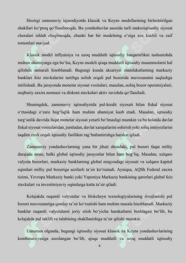 Klassik va Keyns modellarida pul bozoridagi muvozanat 6