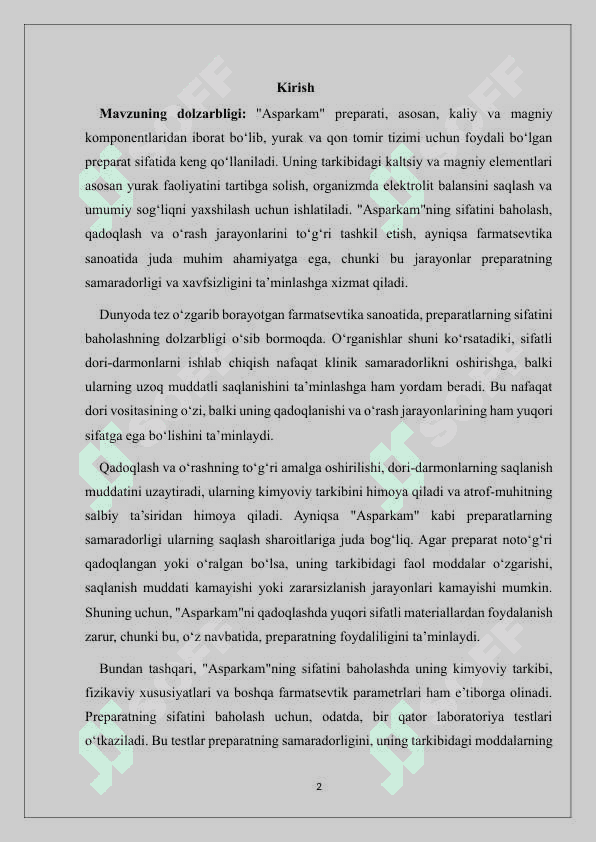 Asparkam tabletkasini sifatini baholash, qadoqlash va o‘rash. 2