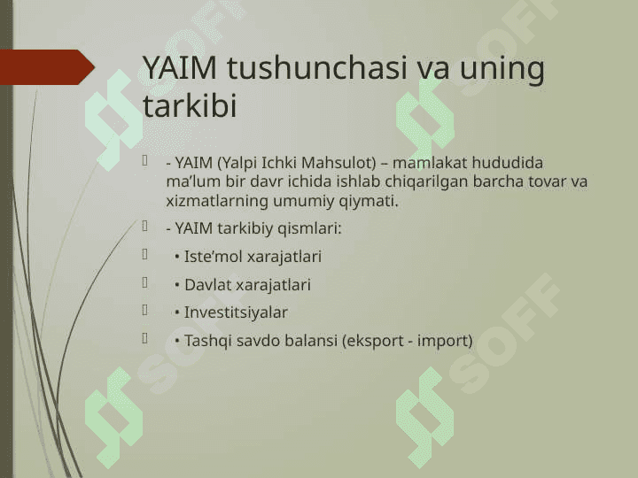 Oʻzbekiston Respublikasining YAIM tarkibidagi oʻzgarishlar tahlili 4