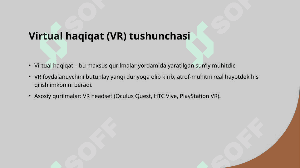 Virtual va kengaytirilgan haqiqat texnalogiyalar 8