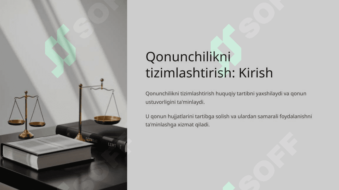 Qonunchilikni tizimlashtirish tushunchasi va turlari 3