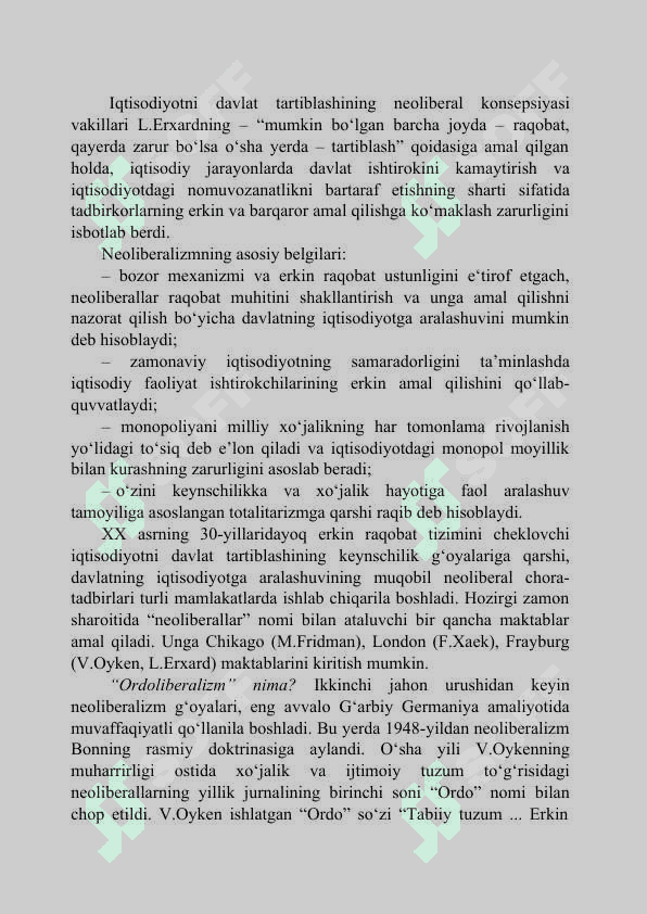 NEOLIBERALIZM G‘OYALARINING MOHIYATI VA AHAMIYATI 2