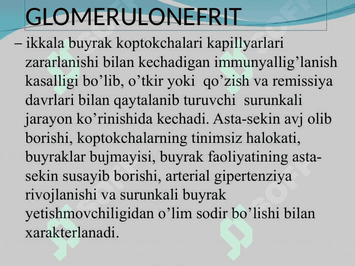 GLOMERULONEFRITLAR 2