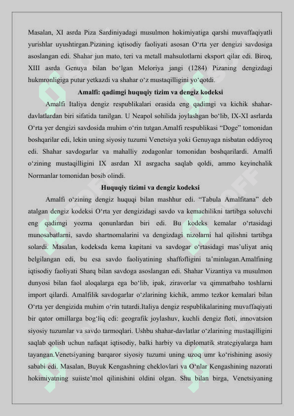 Italiya dengiz respublikalari tarixiga oid ilmiy tadqiqotlar  25 6
