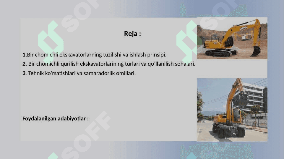 Bir chomichli qurilish ekskavatorlari 2