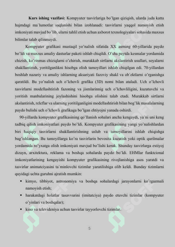 Kompyuter grafikasining tasnifi va rivojlanish istiqbollari 5