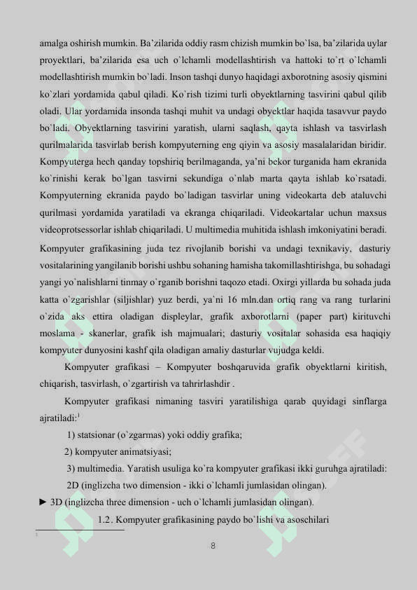 Kompyuter grafikasining tasnifi va rivojlanish istiqbollari 8