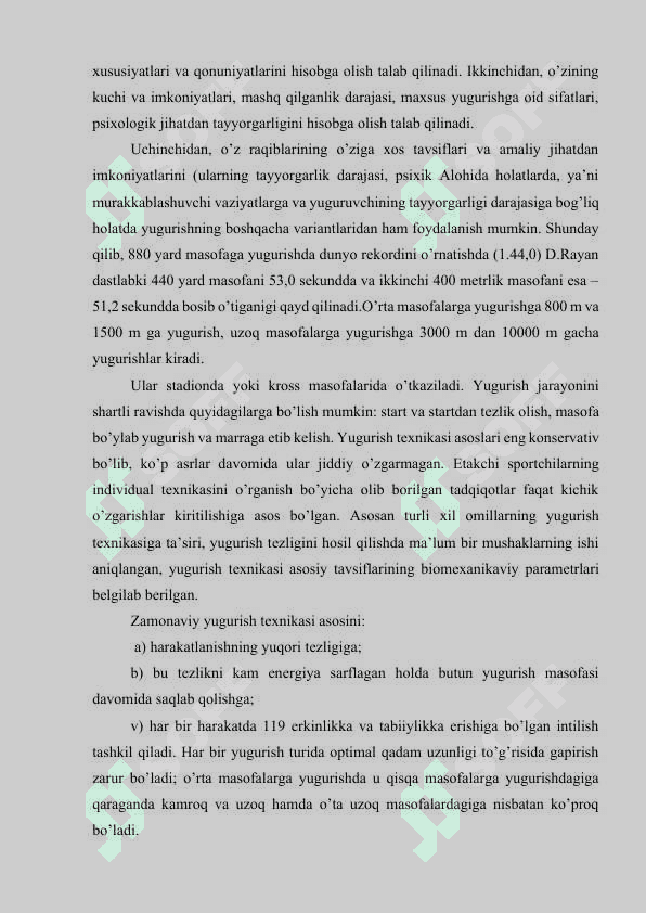 O'rta masofaga yugurishlarda chidamlilikni rivojlantirish 8