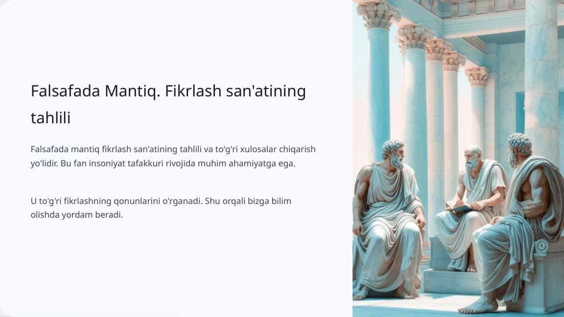Falsafada Mantiq. Fikrlash san'atining tahlili