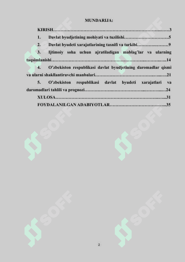 Davlat byudjetini tuzilishi (Kurs ishi) 2