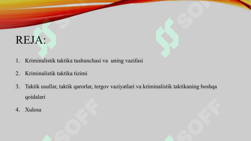 Kriminalistik taktikaning umumiy qoidalari 2