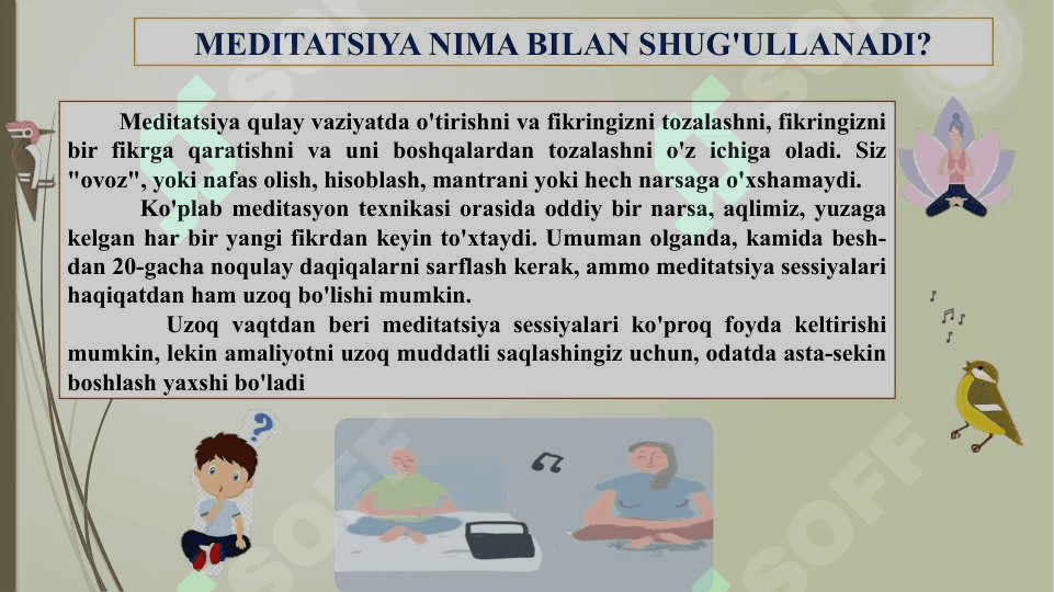 MEDITATSIYA HAQIDA MA'LUMOT UMUMIY MA`LUMOTLAR 3