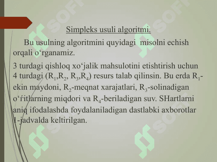 Chiziqli prоgrаmmаlаshtirish mаsаlаsini simplеks usul bilan yechish 4