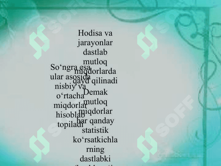 STATISTIK KO‘RSATKICHLAR 2