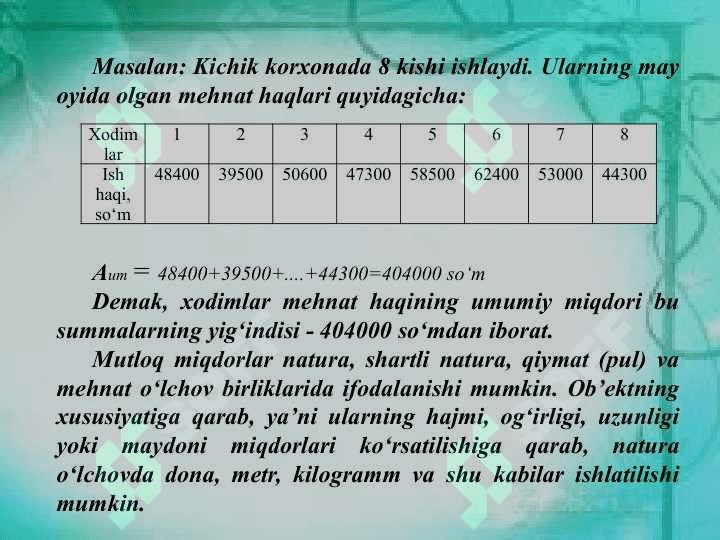STATISTIK KO‘RSATKICHLAR 6