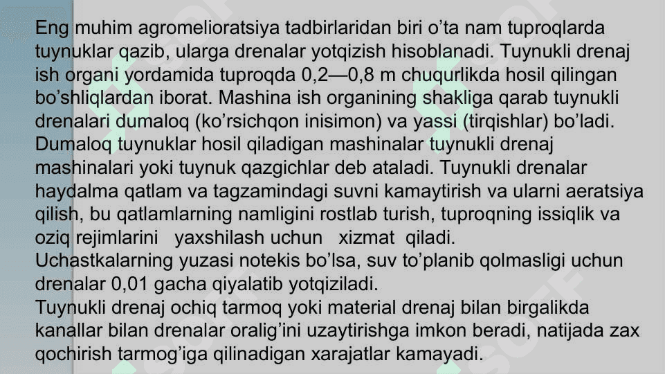 Zax qochirish ishlarida yopiq gorizontal drenajlar qurish usullari va qurish mashinalari 2