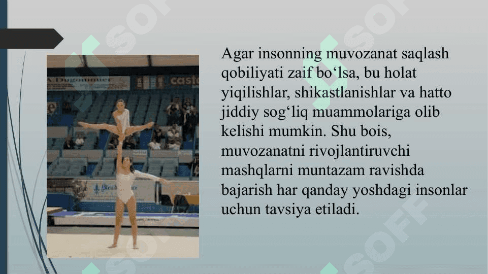 Muvozanatni saqlash mashqlarni bajrish 4