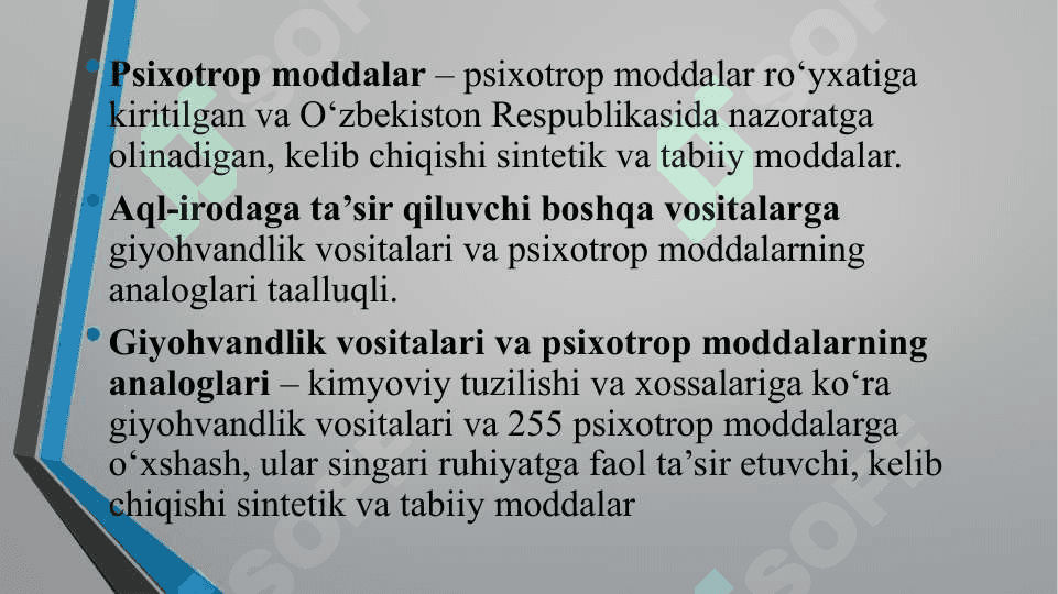 XIX bob. Giyohvandlik vositalari va psixotrop moddalar bilanqonunga xilof ravishda muomala qilishdan iborat jinoyatlar. 2