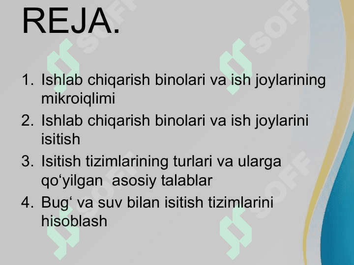 Ishlab chiqarish binolarida meterologik sharoitlari va isitish 2