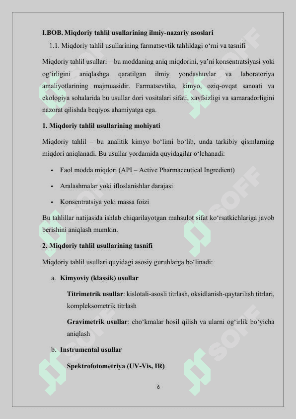 Miqdoriy tahlil usullar validatsiyasi 6