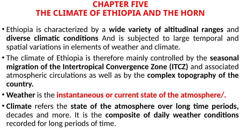 CHAPTER FIVETHE CLIMATE OF ETHIOPIA AND THE HORN
