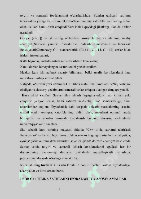 C++  TILIDA  SATRLARNI IFODALASH 5