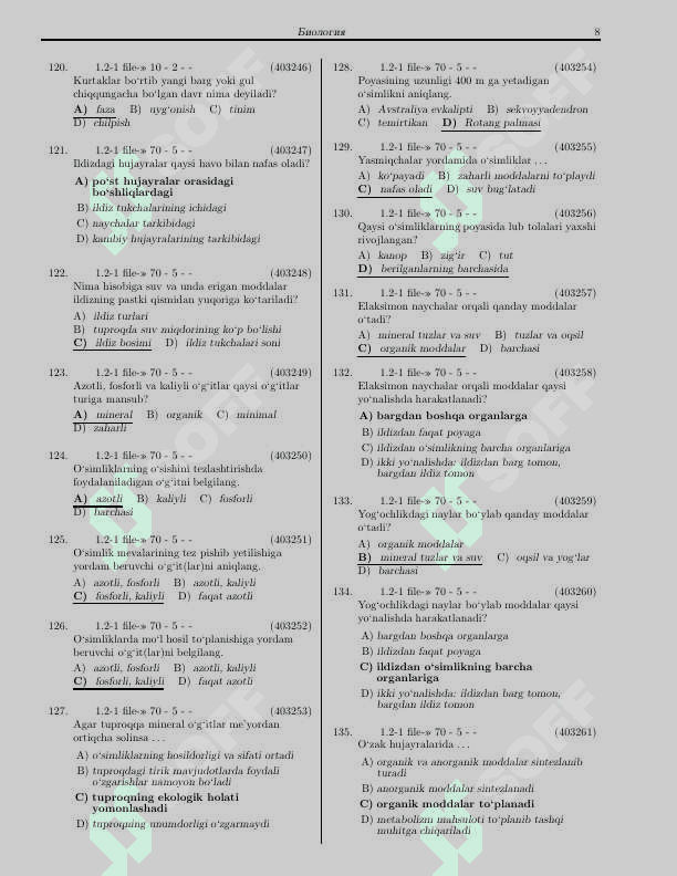 Bilogiyadan testlar 1