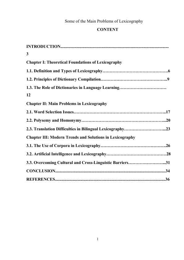 Some of the Main Problems of Lexicography