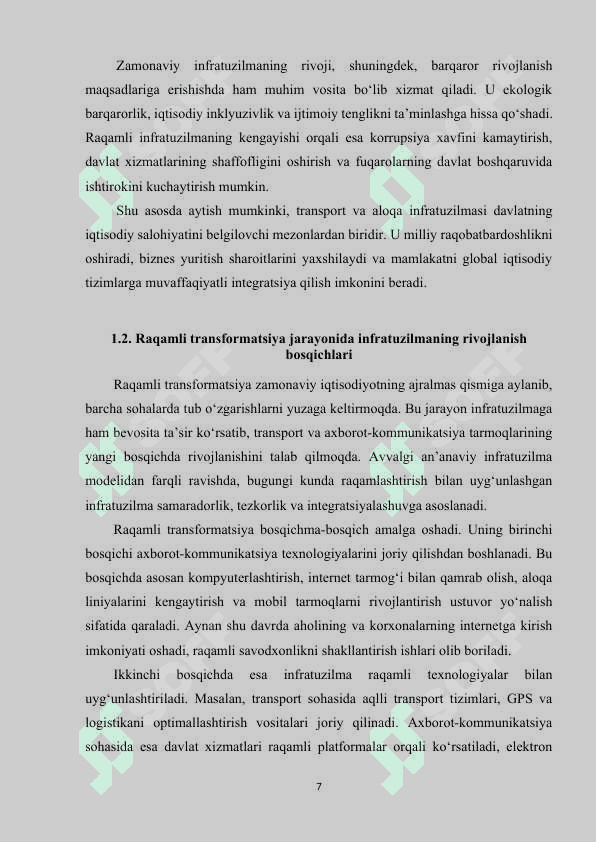Transport, axborot kommunikatsiya infratuzilmasining mintaqaviy rivojlanish xususiyatlari 7