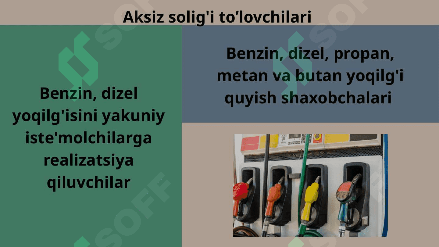 AKSIZ SOLIG’INING MOHIYATI VA TO’LOVCHILARI 6