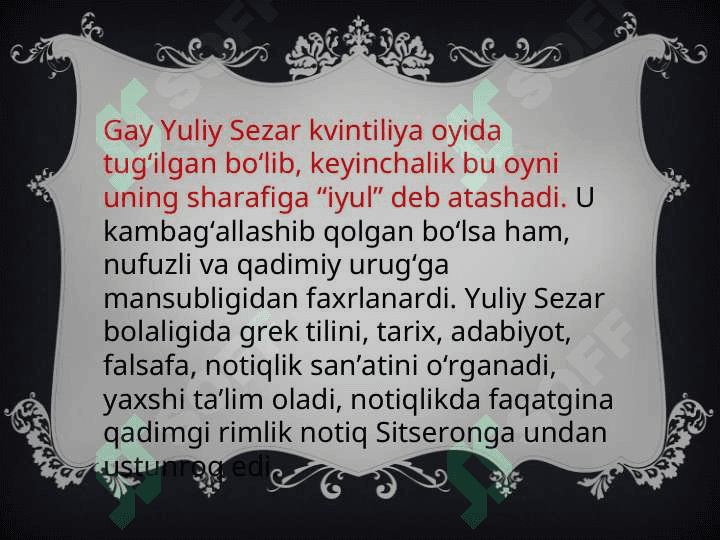 Gay Yuliy Sezar hukmronligi 5