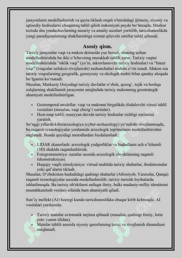 Tarixiy jarayonlarni modellashtirish va qayta tiklash mavzusida tezis 3