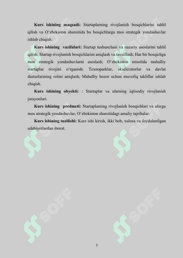 Startaplarni rivojlantirish bosqichlari kurs ishi 5