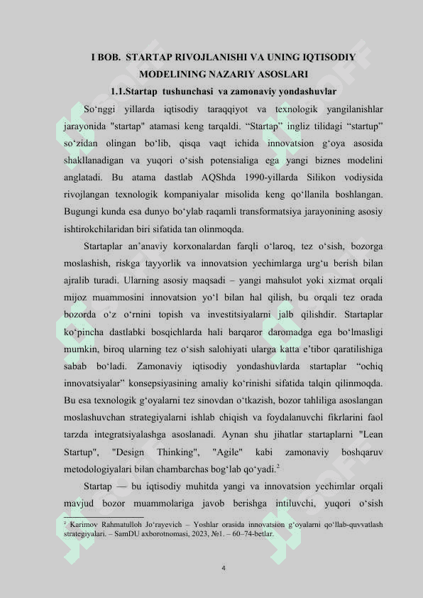 Startaplarni rivojlantirish bosqichlari kurs ishi 6