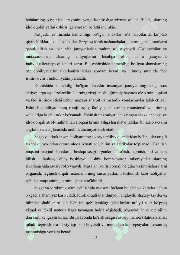 Eshirishda nuqsoni bo‘lgan shaxslarning sezgi va idrok xususiyatlari 6