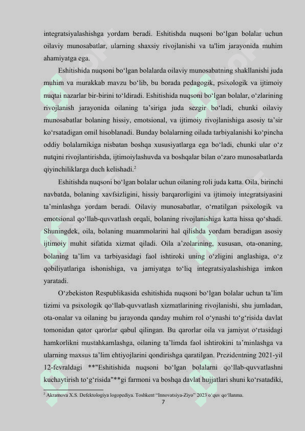 Eshitishda nuqsoni bo‘lgan bolalarni oilada tarbiyalash. 7