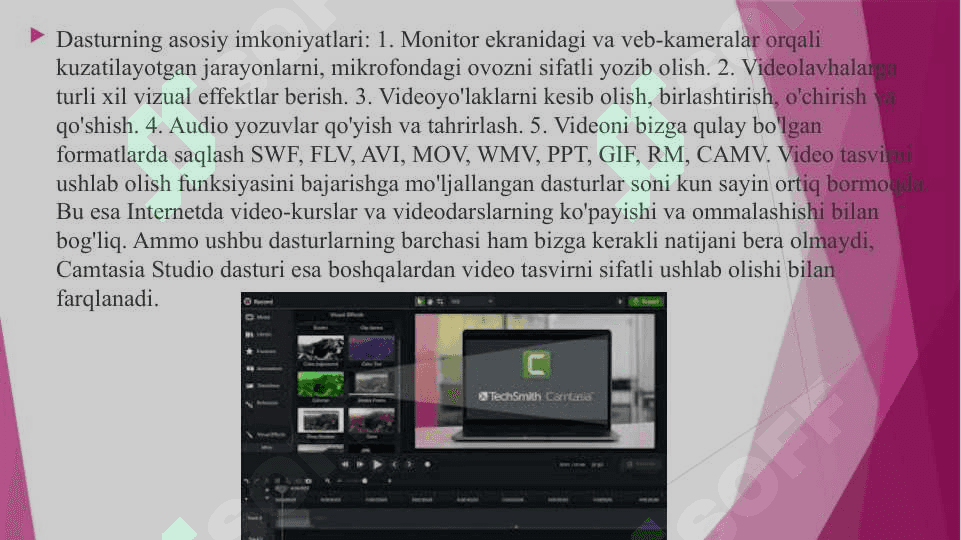 Camtasia Studio, Ispring CamPro, Capture, Bandicam dasturlari va ularning imkonyatlari 4